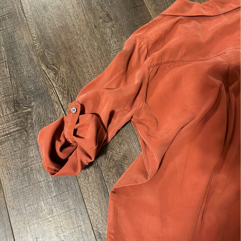 Dear John Rust Tunic Size Medium Deep V Button Do… - image 4